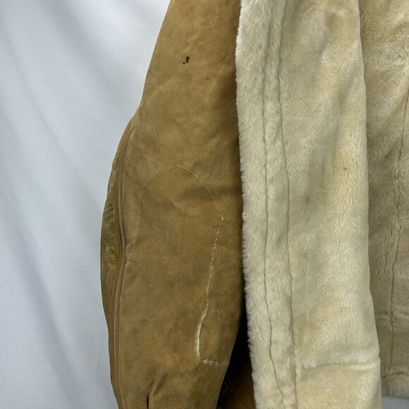 VTG Phat Farm Coat Men 5XL Brown Suede Gen.Leather Faux Fur Sherpa Heavy Hip Hop - Picture 14 of 16